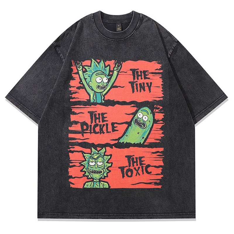 画像1: Rick and Morty Vintage Style Print Round Neck Short Sleeve T-Shirt ユニセックス 男女兼用リックアンドモーティプリントラウンドネック Tシャツ (1)