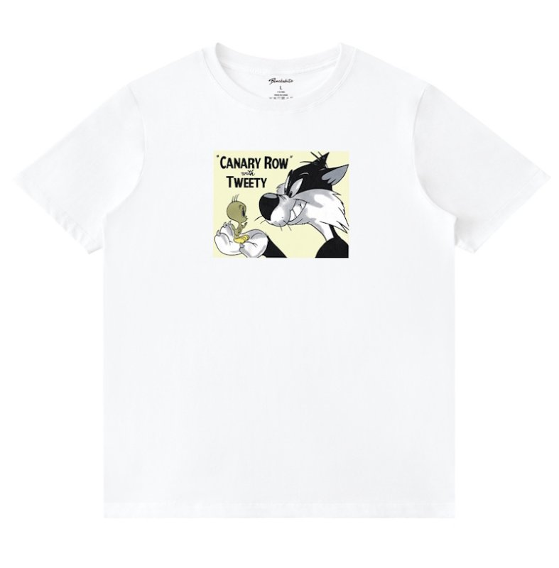 画像1: Looney Tunes Pals Tweety & Sylvester Print Round Neck Short Sleeve T-Shirt ユニセックス 男女兼用ルーニーテューンズ仲間トゥイーティ＆シルベスタープリントラウンドネック Tシャツ (1)