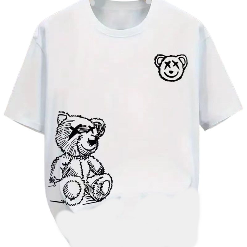 画像3: kaws Teddy Bear Print Round Neck Short Sleeve T-Shirt ユニセックス 男女兼用カウズベア熊テディーベアプリントラウンドネック Tシャツ (3)