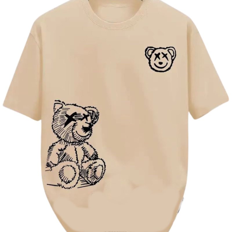 画像1: kaws Teddy Bear Print Round Neck Short Sleeve T-Shirt ユニセックス 男女兼用カウズベア熊テディーベアプリントラウンドネック Tシャツ (1)