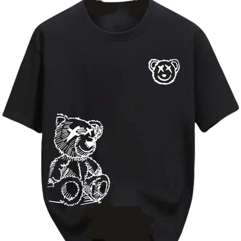 画像2: kaws Teddy Bear Print Round Neck Short Sleeve T-Shirt ユニセックス 男女兼用カウズベア熊テディーベアプリントラウンドネック Tシャツ (2)