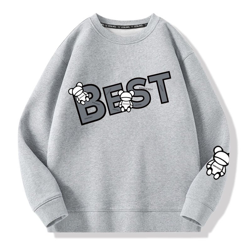 画像1:  Unisex BEST Bear print sweatshirt pullover  男女兼用 ユニセックスベストベア熊プリントロングスリーブトレーナー プルオーバー (1)