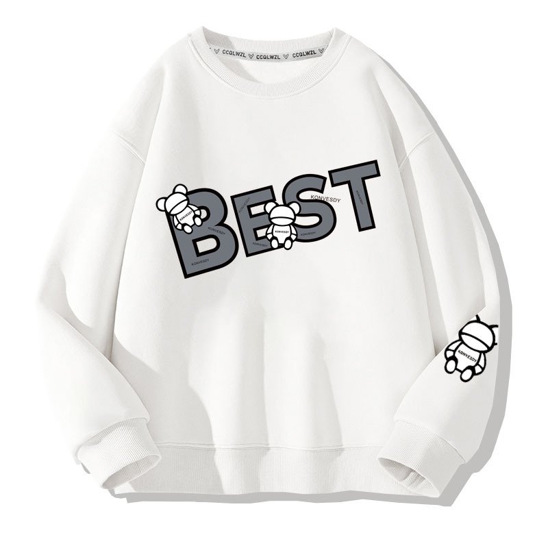 画像2:  Unisex BEST Bear print sweatshirt pullover  男女兼用 ユニセックスベストベア熊プリントロングスリーブトレーナー プルオーバー (2)