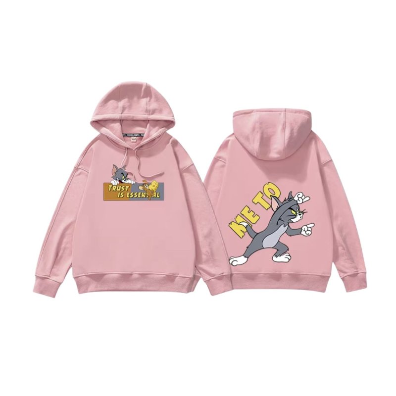 画像3: Tom and Jerry ME TO  ONLY YOU hoodie  ペアやファミリーで トム＆ジェリー ロゴ入り オーバーサイズ スウェット パーカーユニセックス 男女兼用 幅広いサイズ (3)