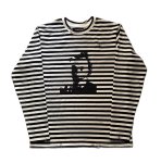 画像1: Border x Photo Print Long Sleeve T-Shirt　 ユニセックス 男女兼用ボーダー×フォトプリントラウンドネック長袖 Tシャツ (1)