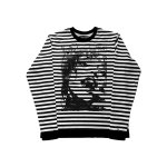 画像2: Border x GirlPhoto Print Long Sleeve T-Shirt　 ユニセックス 男女兼用ボーダー×ガールフォトプリントラウンドネック長袖 Tシャツプラスサイズ (2)