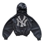 画像1: BIG NY Noodle letter art printed Vintage Hoodie ユニセックス 男女兼用 NY Noodle アート風 ロゴ 古着風 ヴィンテージ風 スウェットパーカー (1)