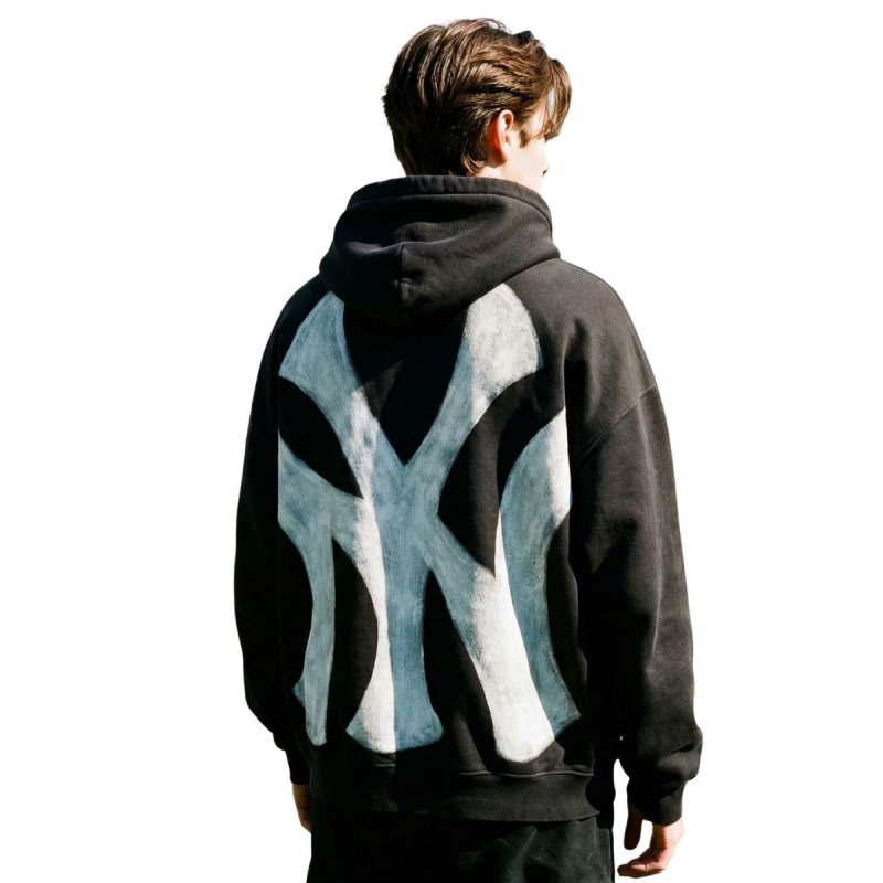 画像1: BIG NY Noodle letter printed Graffiti Print Vintage Hoodie ユニセックス 男女兼用 NY Noodle 落書き風 グラフィティ ロゴ 古着風 ヴィンテージ風 スウェットパーカー (1)