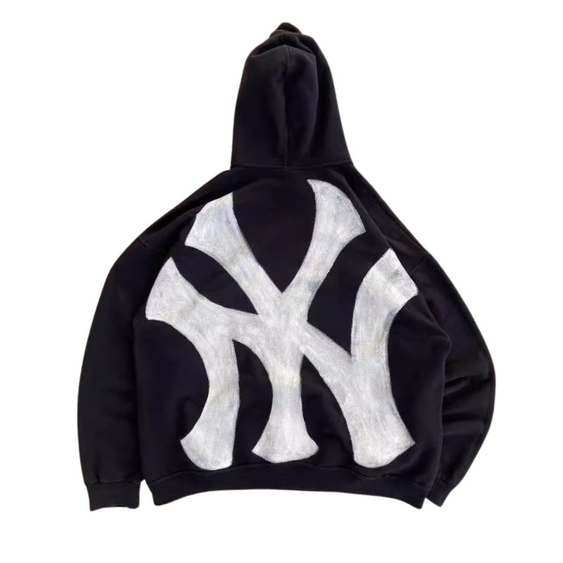 画像2: BIG NY Noodle letter printed Graffiti Print Vintage Hoodie ユニセックス 男女兼用 NY Noodle 落書き風 グラフィティ ロゴ 古着風 ヴィンテージ風 スウェットパーカー (2)