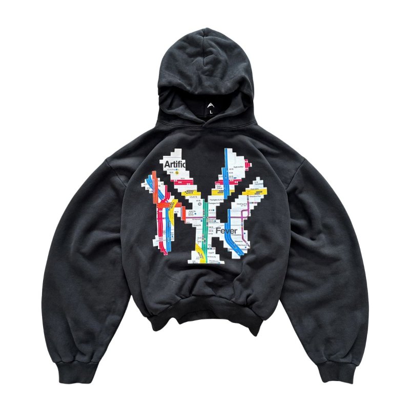 画像3: BIG NY Noodle letter art printed Vintage Hoodie ユニセックス 男女兼用 NY Noodle アート風 ロゴ 古着風 ヴィンテージ風 スウェットパーカー (3)