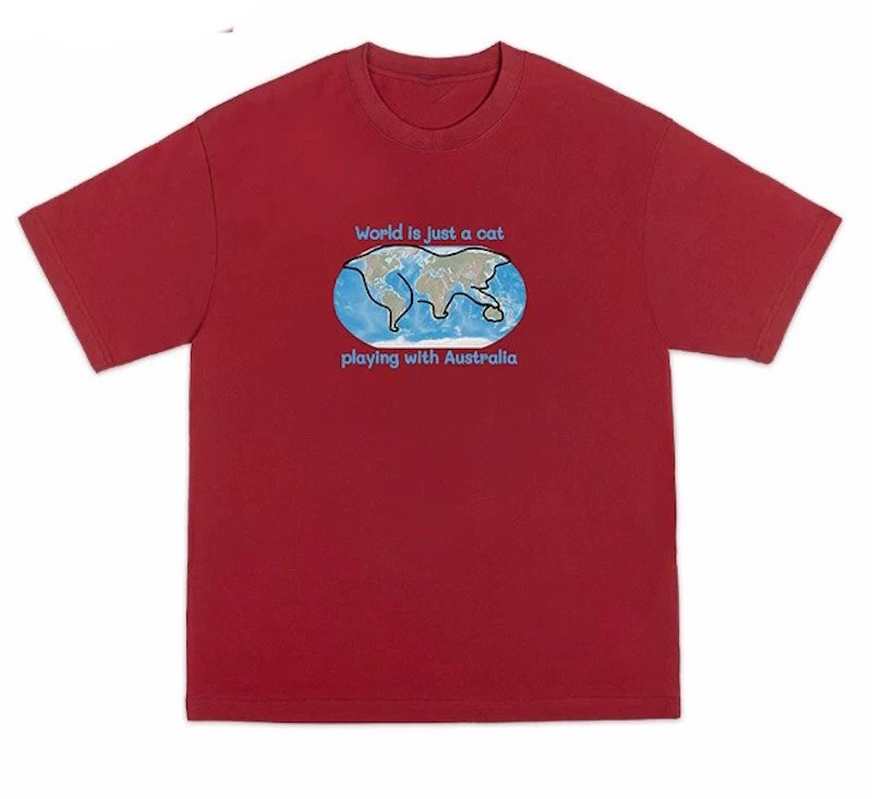 画像7: World is a cat playing round neck short sleeve T-shirt  ユニセックス 男女兼用ワールドキャットプリントラウンドネック Tシャツ (7)