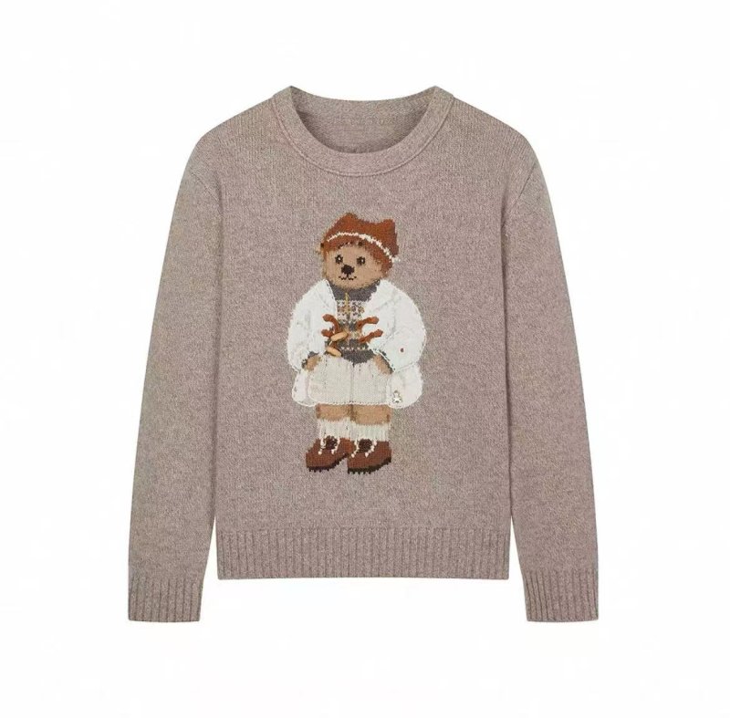 画像2: Women's Fashionable Bear Girl Braided Round Neck Sweater ファッショナブルベアガール編み込みラウンドネックウールセータープルオーバー ルーニー・テューンズ (2)