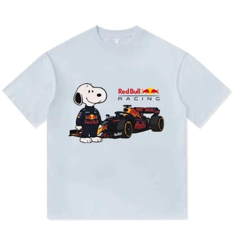 画像4: Snoopy x F1 Red Bull round neck short sleeve T-shirt  ユニセックス 男女兼用スヌーピー×F1レッドブルプリントラウンドネック Tシャツ (4)