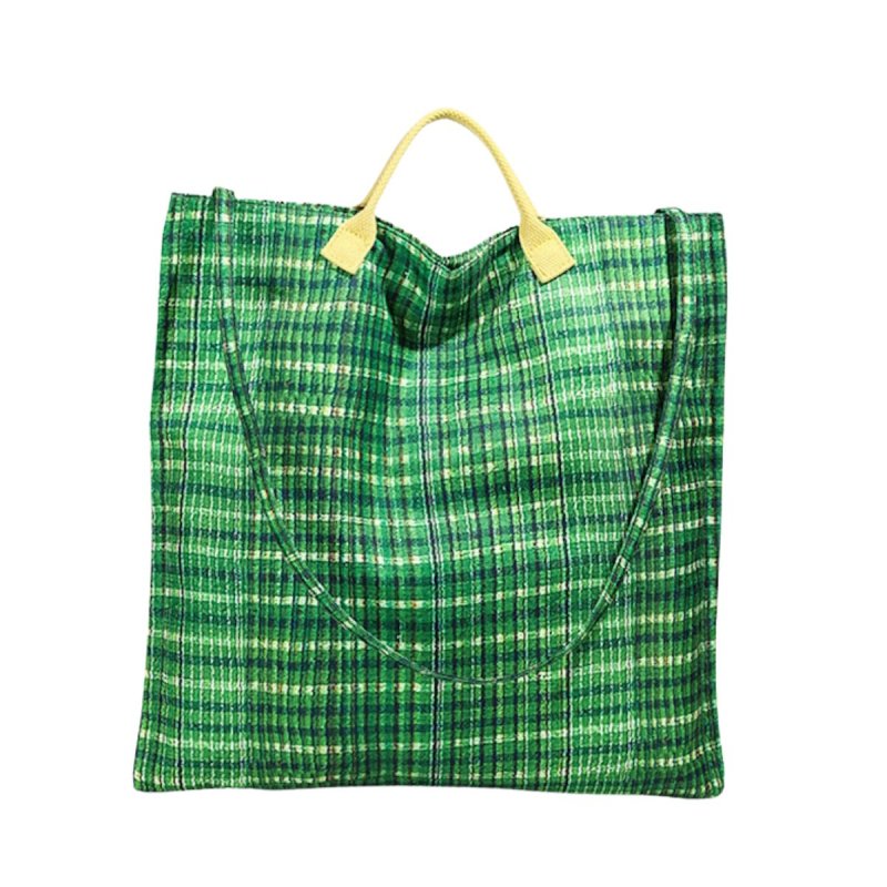 画像1: Green Check Large Capacity Tote Bag　ユニセックスグリーンチェックラージキャパシティトートショルダーバッグ (1)