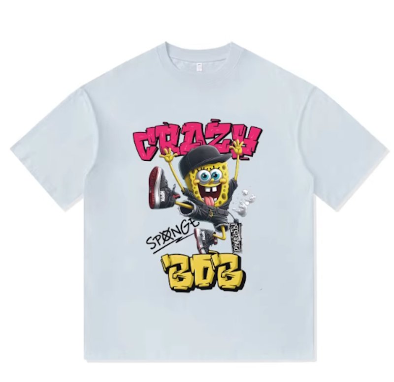 画像5: Crazy Spongebob round neck short sleeve T-shirt  ユニセックス 男女兼用クレージースポンジボブプリントラウンドネック Tシャツ (5)