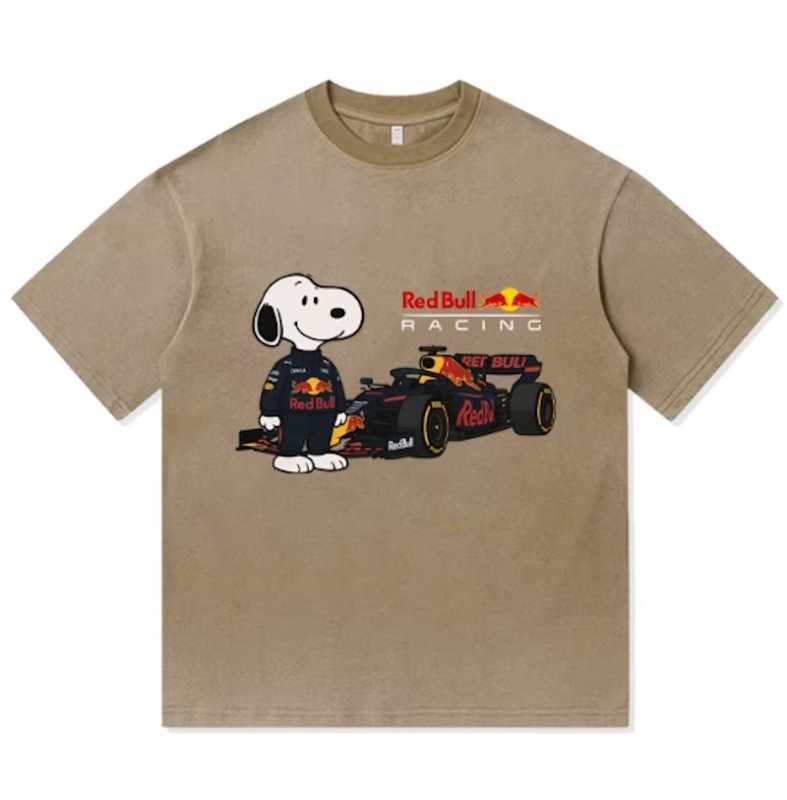画像6: Snoopy x F1 Red Bull round neck short sleeve T-shirt  ユニセックス 男女兼用スヌーピー×F1レッドブルプリントラウンドネック Tシャツ (6)