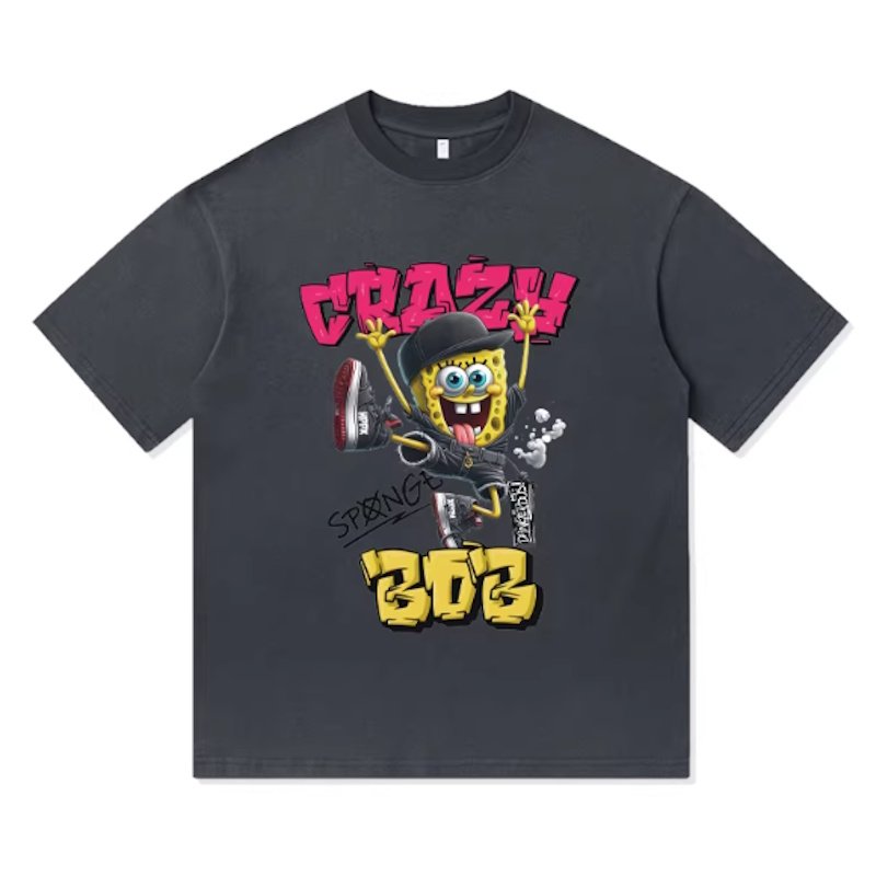 画像6: Crazy Spongebob round neck short sleeve T-shirt  ユニセックス 男女兼用クレージースポンジボブプリントラウンドネック Tシャツ (6)