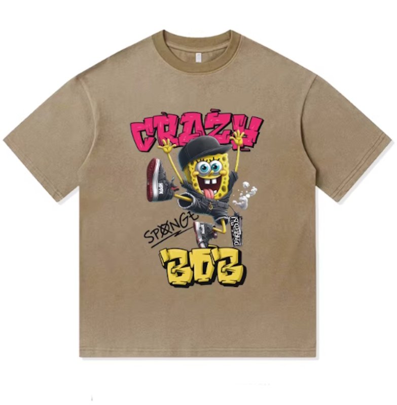 画像4: Crazy Spongebob round neck short sleeve T-shirt  ユニセックス 男女兼用クレージースポンジボブプリントラウンドネック Tシャツ (4)