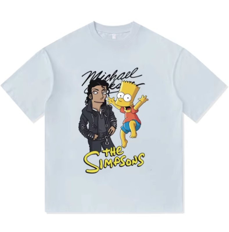 画像5: Bart Simpson x Michael Jackson round neck short sleeve T-shirt  ユニセックス 男女兼用バートシンプソン×マイケルジャクソンプリントラウンドネック Tシャツ (5)