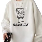 画像1: SALE セール Spongebob Print Round Neck Sweatshir ユニセックス男女兼用 スポンジボブプリント 長袖スウェットトレーナー (1)