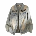 画像2: Alphabet logo washed denim jacket　ユニセックス 男女兼用 アルファベットロゴウォッシュデニムGジャンジャケット (2)