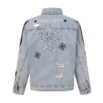 画像3: Cross patchwork embroidered denim jacket　ユニセックス 男女兼用 クロスパッチワーク刺繍ウォッシュダメージデニムGジャンジャケット (3)