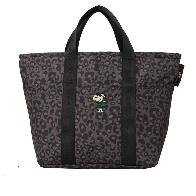 画像1: Snoopy one-point embroidered canvas tote shopping bag　ユニセックススヌーピーワンポイント刺繍 キャンバストートショッピングバッグ (1)