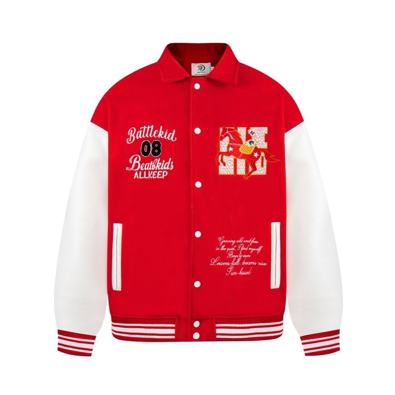 画像9:  men and women DARKAGE  Horse Embroidered Baseball Jacket 　メンズ ユニセックス 男女兼用DARKAGEホース刺繍ベースボールジャケット スタジャンスタジャン ブルゾン ジャケット (9)