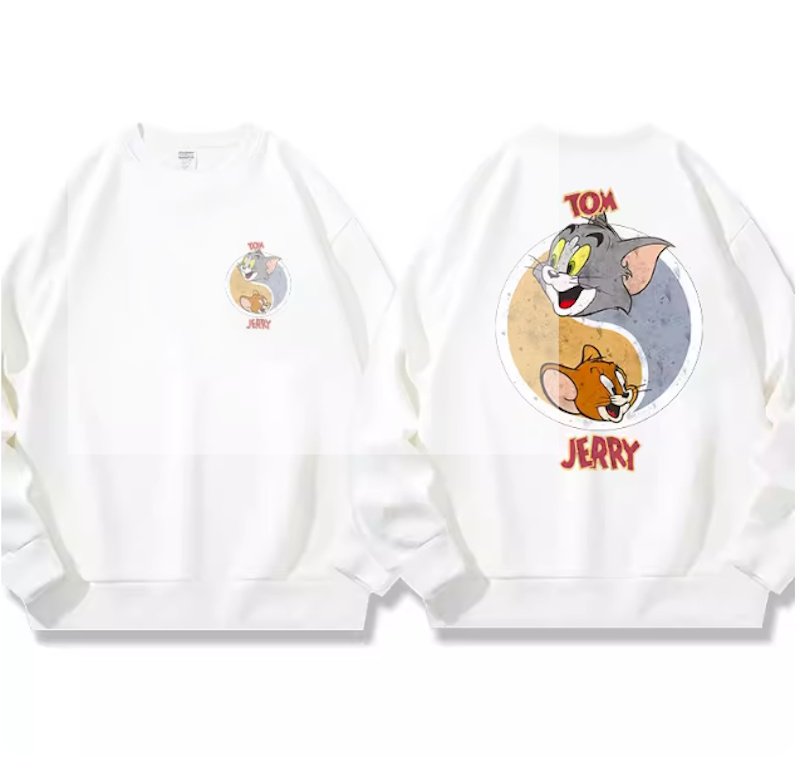 画像2: Circle Tom and Jerry Print round neck long sleeve T-shirt  ユニセックス 男女兼用サークル トム＆ジェリープリントラウンドネック スウェットトレーナー (2)