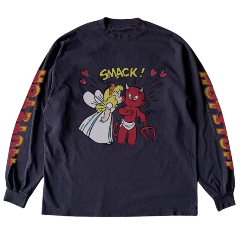 画像1: Hot Stuff Little Devil x Princess Vintage Style Long Sleeve T-Shirt　ホットスタッフ リトルデビル×プリンセスビンテージスタイルロングスリーブTシャツ ユニセックス 男女兼用 (1)