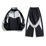 画像1: Unisex  American color block casual sports jacket and pants suit Jacket + Pant ユニセックス 男女兼用 アメリカンカラーブロックカジュアルスポーツテイストジャケット&パンツセットアップスーツ  上下 (1)