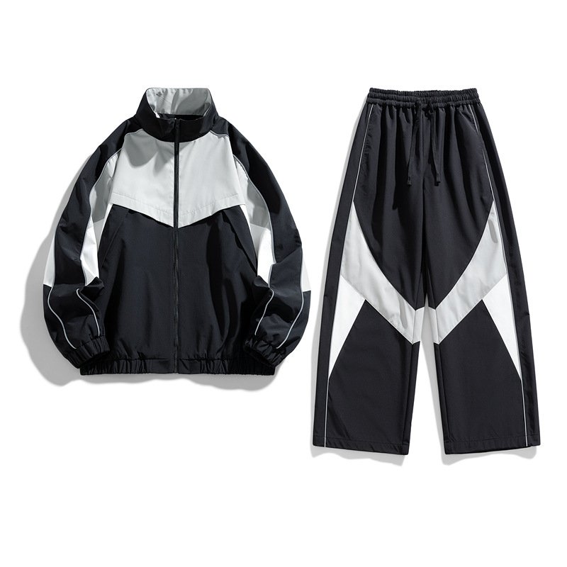 画像1: Unisex  American color block casual sports jacket and pants suit Jacket + Pant ユニセックス 男女兼用 アメリカンカラーブロックカジュアルスポーツテイストジャケット&パンツセットアップスーツ  上下 (1)