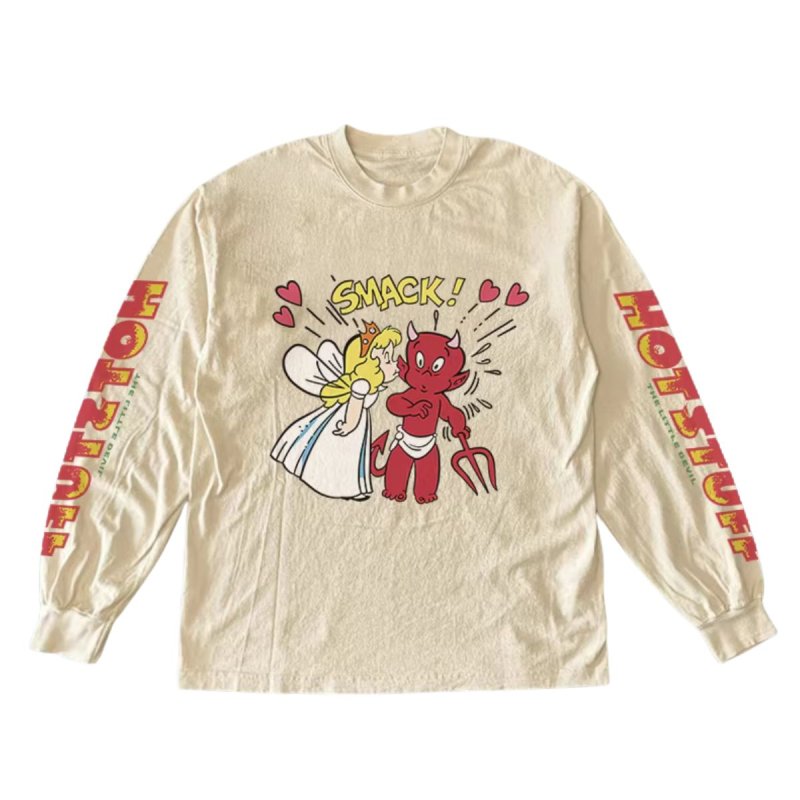 画像4: Hot Stuff Little Devil x Princess Vintage Style Long Sleeve T-Shirt　ホットスタッフ リトルデビル×プリンセスビンテージスタイルロングスリーブTシャツ ユニセックス 男女兼用 (4)