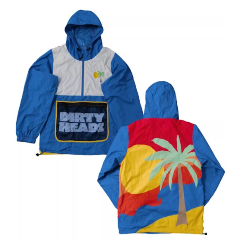 画像1:  men and women Hawaiian Coconut Tree Print Loose Half-Zip Windbreaker Jacket 　メンズ ユニセックス 男女兼用 ハワイアンココナッツツリープリントルーズハーフジップウインドブレーカージャケット (1)