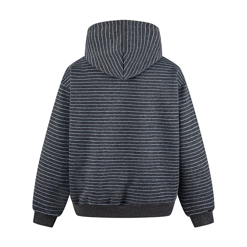 画像7: Letter logo embroidered terry cloth striped hoodie ユニセックス 男女兼用ストライプボーダーレターロゴ刺繍フーディスウェット (7)