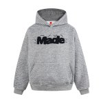 画像1: Letter logo embroidered terry cloth striped hoodie ユニセックス 男女兼用ストライプボーダーレターロゴ刺繍フーディスウェット (1)