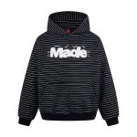 画像2: Letter logo embroidered terry cloth striped hoodie ユニセックス 男女兼用ストライプボーダーレターロゴ刺繍フーディスウェット (2)