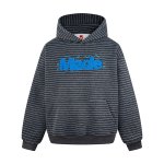 画像3: Letter logo embroidered terry cloth striped hoodie ユニセックス 男女兼用ストライプボーダーレターロゴ刺繍フーディスウェット (3)