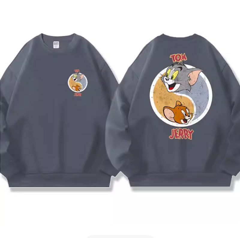画像5: Circle Tom and Jerry Print round neck long sleeve T-shirt  ユニセックス 男女兼用サークル トム＆ジェリープリントラウンドネック スウェットトレーナー (5)