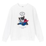 画像1: Bulldog Superman Print round neck long sleeve Sweatshirts  ユニセックス 男女兼用ブルドッグスーパーマンプリントラウンドネック スウェットトレーナー (1)