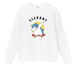 画像1: elegant cat skateboard Print round neck long sleeve Sweatshirts  ユニセックス 男女兼用エレガントスケートボードキャットプリントラウンドネック スウェットトレーナー (1)