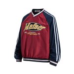 画像4:  Unisex  American Letter Appliqué Embroidered V-Neck Pullover ユニセックス 男女兼用アメリカンレターアップリケ刺繍Vネックプルオーバ (4)