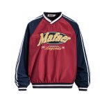 画像2:  Unisex  American Letter Appliqué Embroidered V-Neck Pullover ユニセックス 男女兼用アメリカンレターアップリケ刺繍Vネックプルオーバ (2)