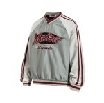 画像3:  Unisex  American Letter Appliqué Embroidered V-Neck Pullover ユニセックス 男女兼用アメリカンレターアップリケ刺繍Vネックプルオーバ (3)