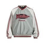 画像1:  Unisex  American Letter Appliqué Embroidered V-Neck Pullover ユニセックス 男女兼用アメリカンレターアップリケ刺繍Vネックプルオーバ (1)