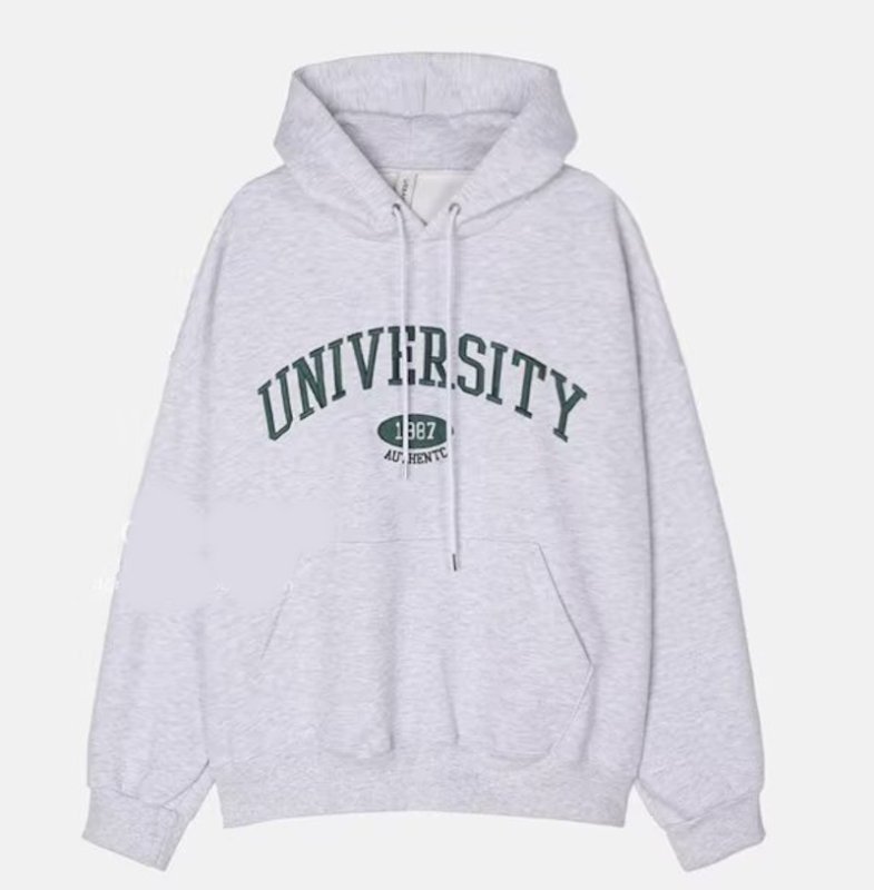 画像4:  Unisex University logo hoodie long-sleeved hooded pullover sweater  ユニセックス 男女兼用ユニバーシティー 長袖 フーディパーカー (4)