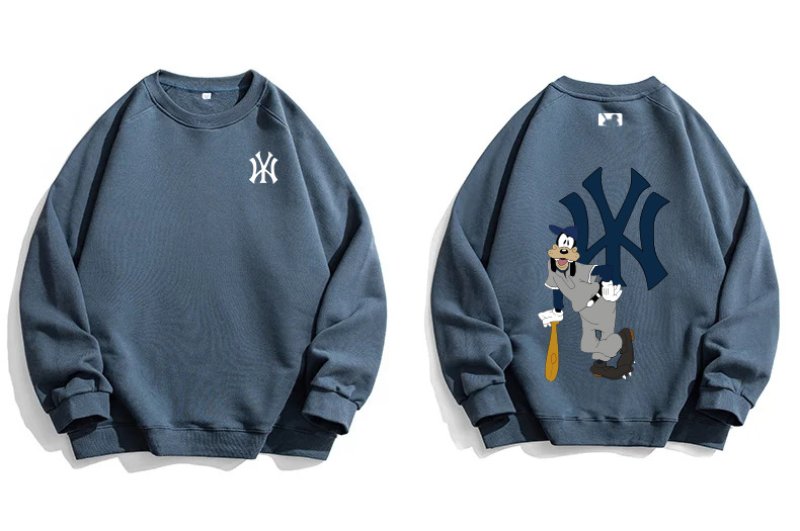 画像1:  MFMLBNY Goofy & Baseball round neck long sleeve Sweatshirts  ユニセックス 男女兼用グーフィー＆ベースボールラウンドネック スウェットトレーナー (1)