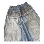 画像11: 3D check print distressed denim pants 　３Dチェックプリント柄ダメージデニムパンツジーンズ  (11)