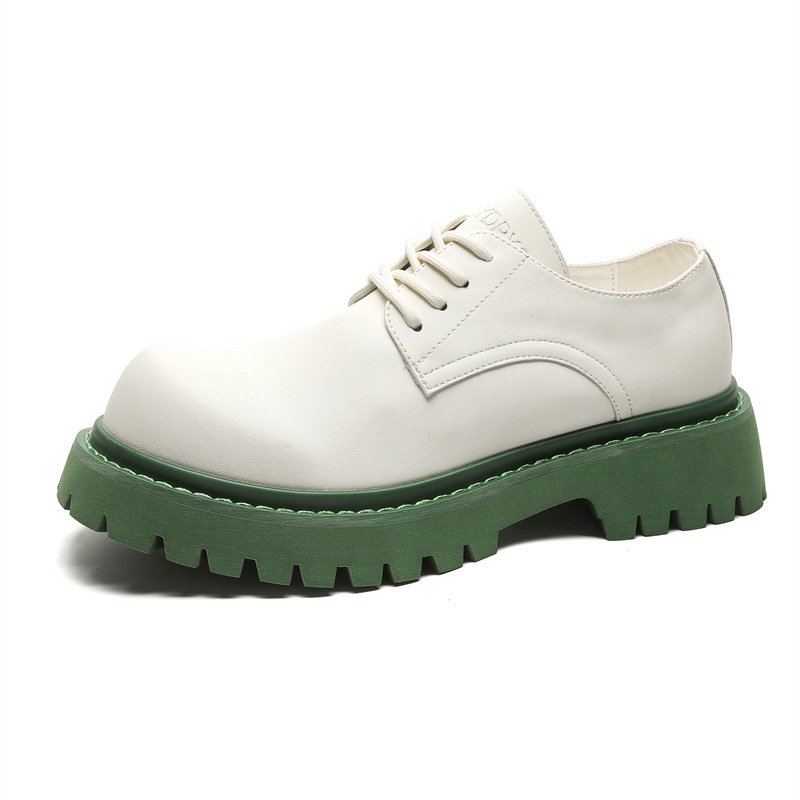 画像1: Platform lace-up leather British Derby shoes　ユニセックス 男女兼用 プラットフォームレースアップレザーダービーシューズ ローファー (1)