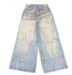 画像9: 3D check print distressed denim pants 　３Dチェックプリント柄ダメージデニムパンツジーンズ  (9)